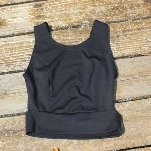 Black crop top with open back